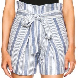 JENNI KAYNE Baja Stripe Paper Bag 100% Linen Shorts Size 6